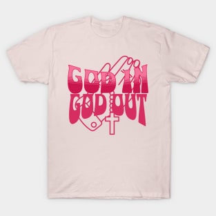 GOD IN GOD OUT - Pink Image, Unisex Christian Cotton T-Shirt, Stylish Pink Imagery, Trendy Spiritual Shirt, Christian Apparel, Comy, Soft T-Shirt